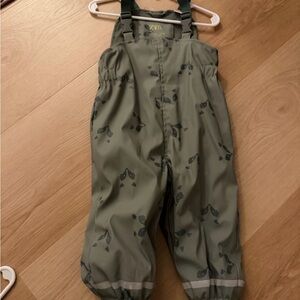 Zara Kids Olive Green Overalls with Leaf Print